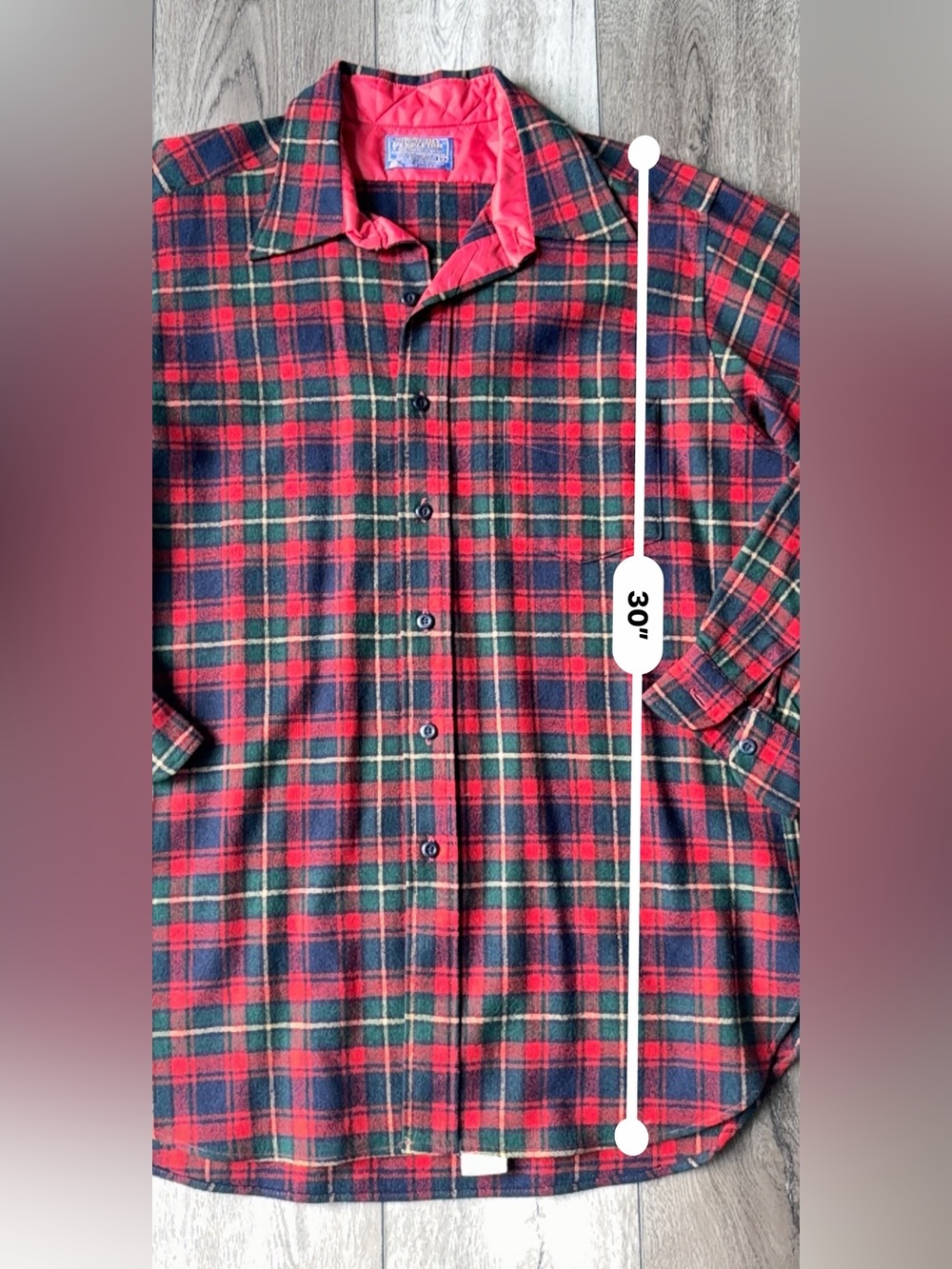 Pendleton-Vintage 80s Classic Red Tartan Plaid Board Shirt 100% Pure Virgin Wool - Picture 6 of 8